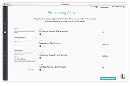Processing Activities screenshot