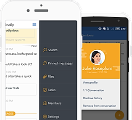 Fleep screenshot: Native mobile apps for Android and iOS devices invite users to remotely access Fleep's features from smartphone