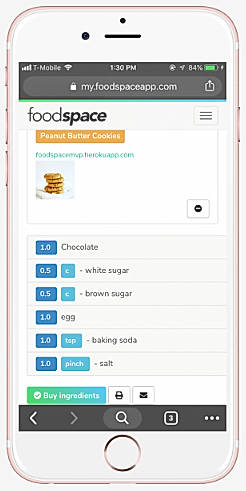 Foodspace screenshot