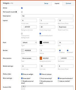 List Review Widget Setup