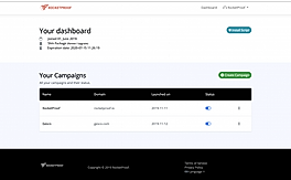 RocketProof : Dashboard screenshot