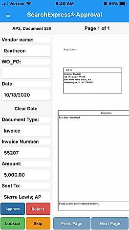 SearchExpress Approval screenshot