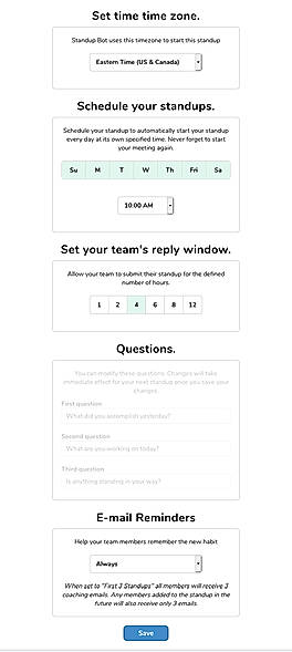 Standup Bot : Time Settings screenshot