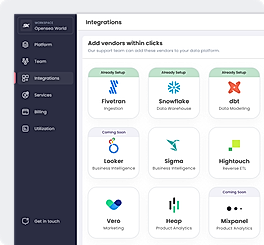 1-click integrations with Data Vendors