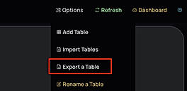 Export table