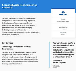 Zoho Assist offers Hassle-free Engineering Creativity for Tata Elxsi