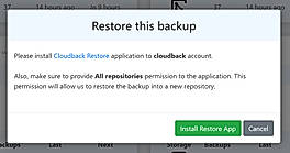 Restore to GitHub screenshot