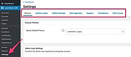 Settings navigation