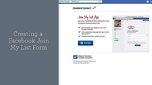 Creating a Facebook Join My List Form