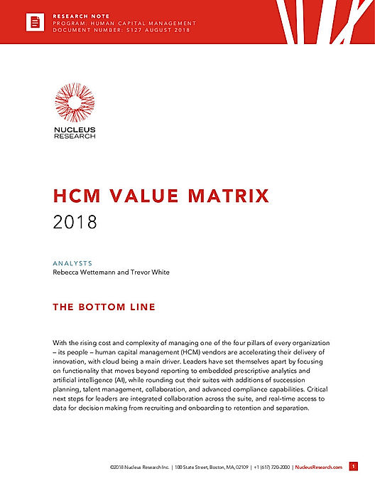 HCM Value Matrix 2018