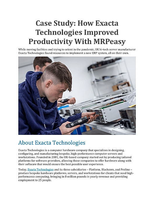 How Exacta Technologies Improved Productivity With MRPeasy
