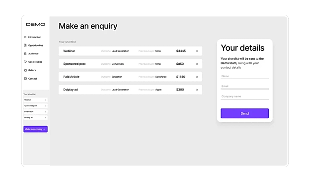 Receive enquiries directly to your email inbox