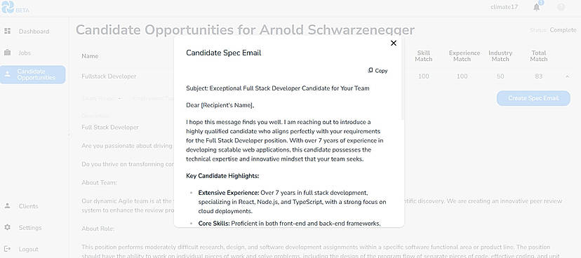 Candidate Spec Email