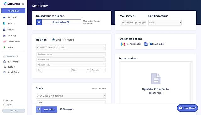 Mail letters screenshot