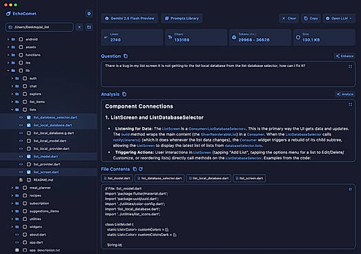 Echocomet - Dashboard