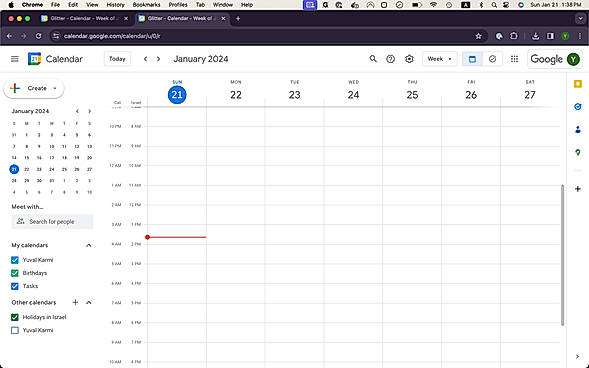 Click the day and time you want to create your event for