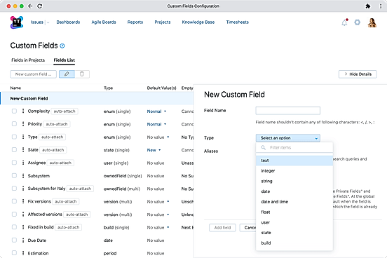 Custom fields