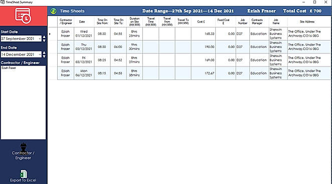 Electronic Time Sheets for Site Staff