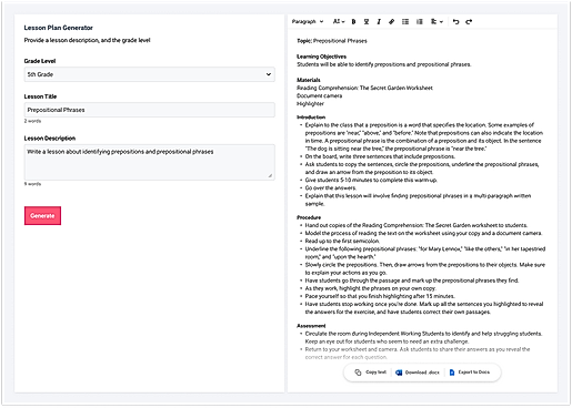 Lesson Plan Generator