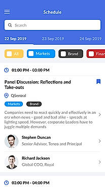 Mobile Event App Schedule Dashboard
