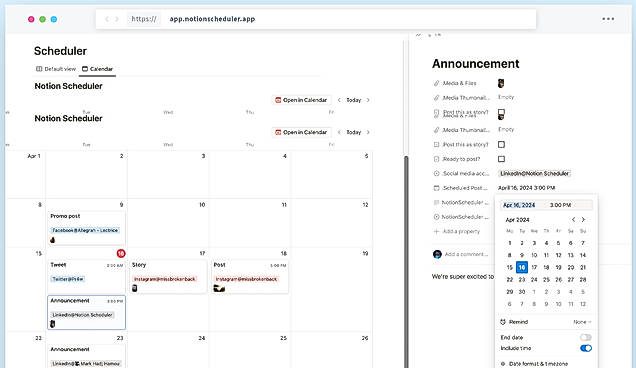 Schedule social media posts using Notion