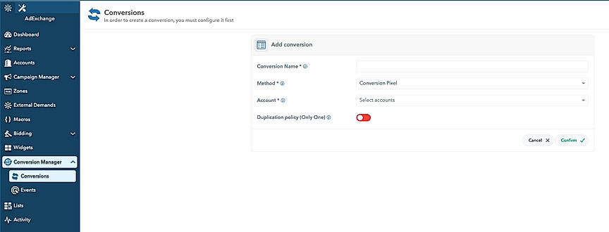 Adex Conversion Manager