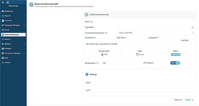 Adex External Demands