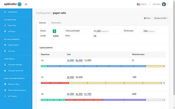 optiCutter : Solution screenshot