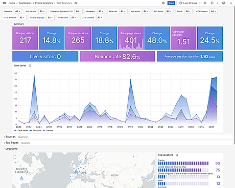 Web analytics dashboard