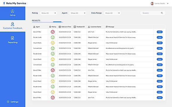 Customer Feedback screenshot