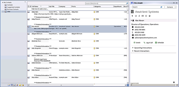 Outlook Contact View