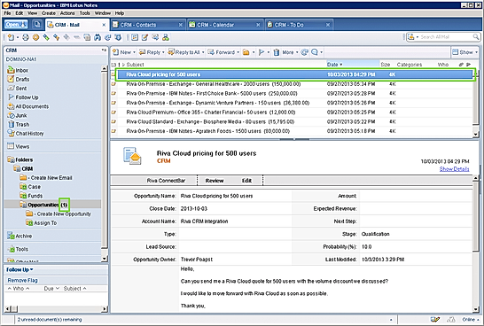 CRM Opportunity Created IBM Lotus