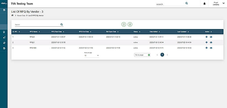List of RFQ By Vendor - 3