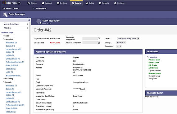 Ubersmith screenshot