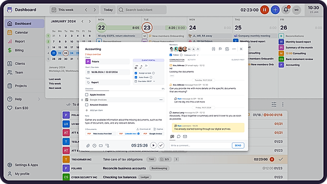 Calendar dashboard