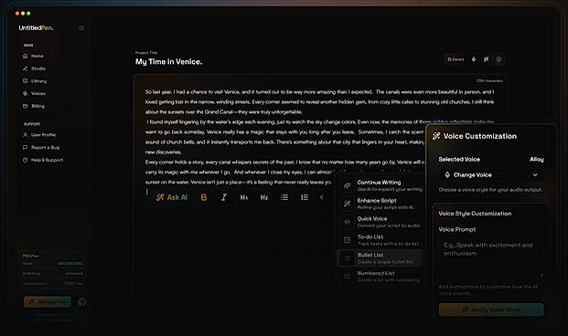Dashboard - Text to Voice