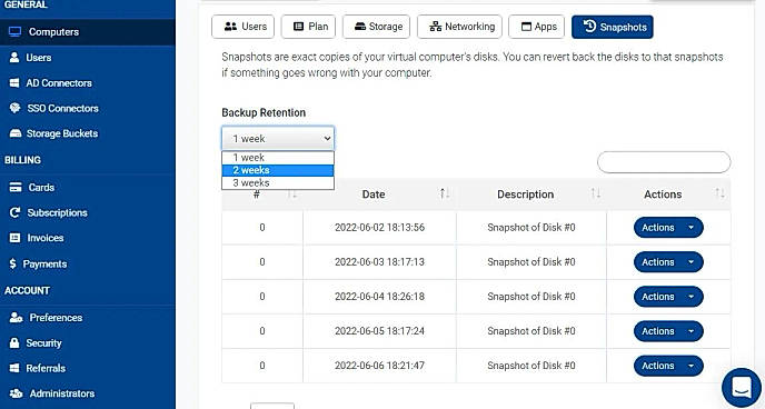 Extended Backups Retention