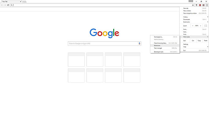 Extensions menu