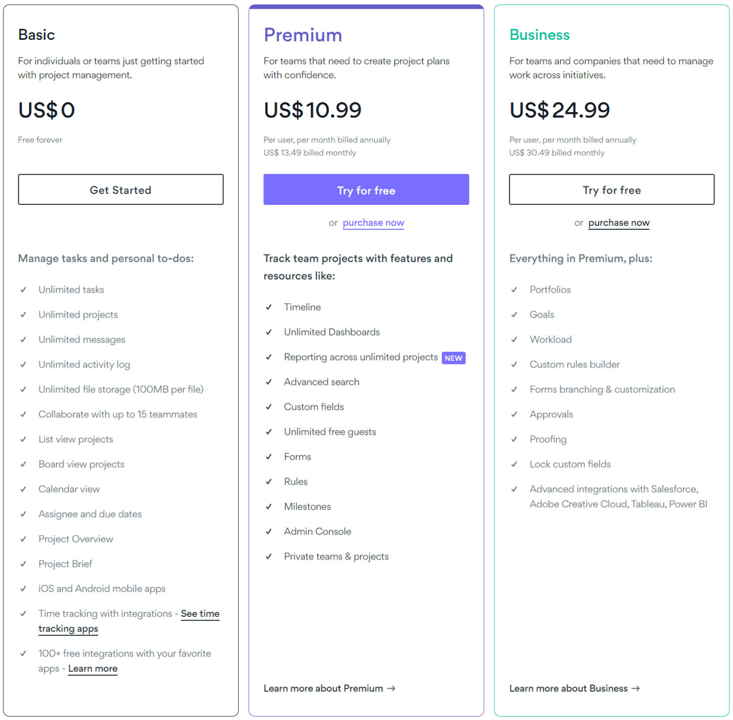 Asana Pricing: Cost and Pricing plans