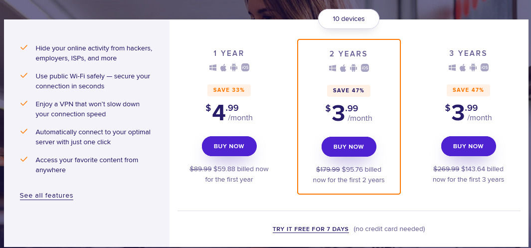 what is avast secureline vpn cost