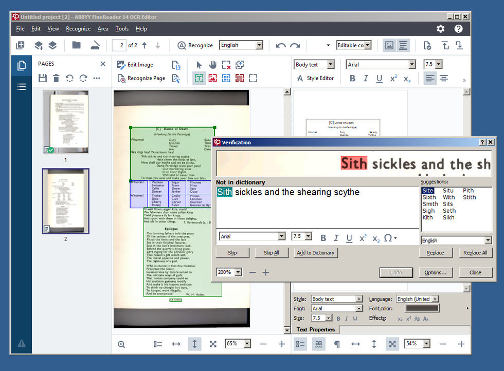 Abbyy FineReader document scanning software