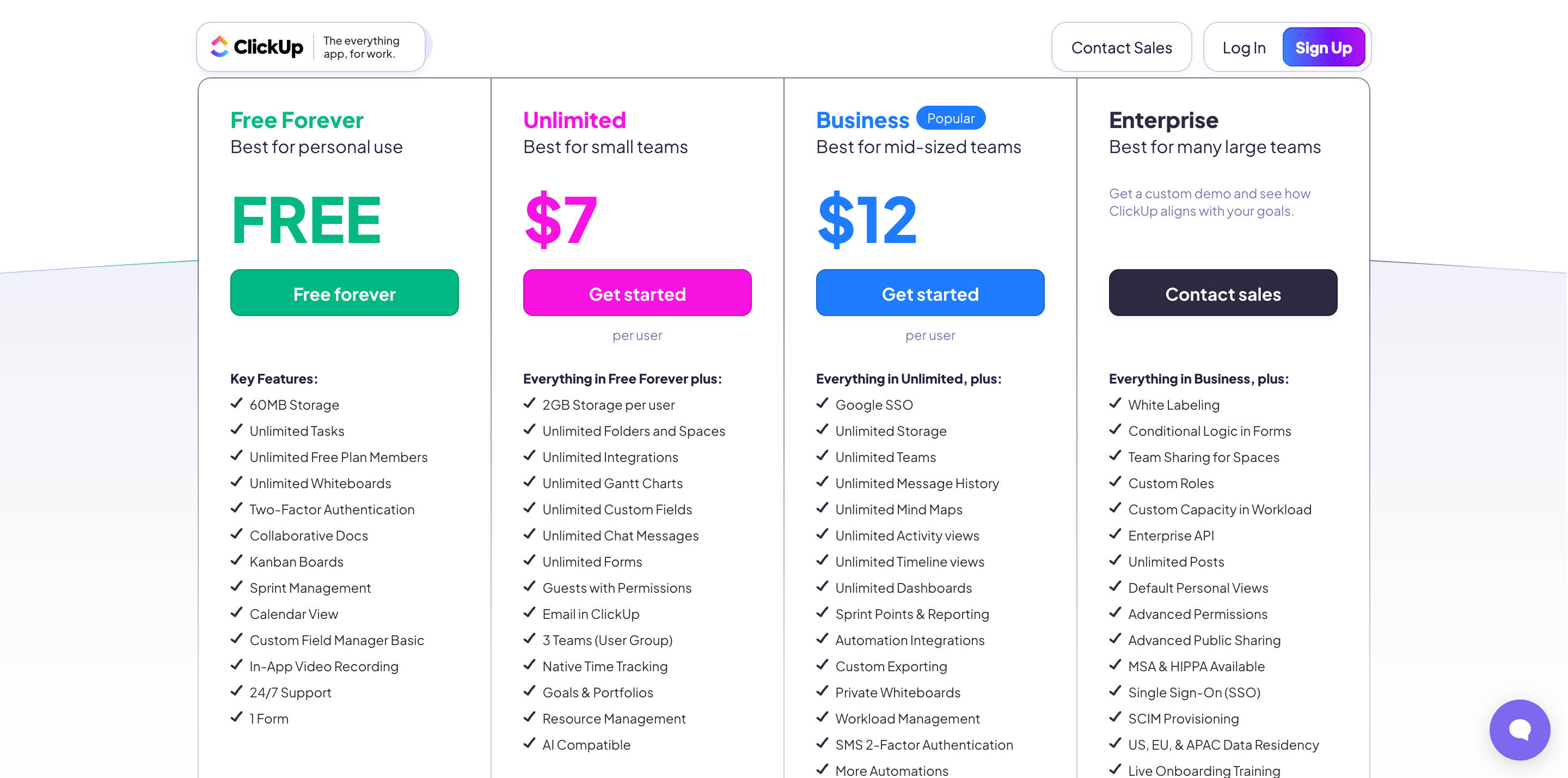 Clickup Pricing Plans