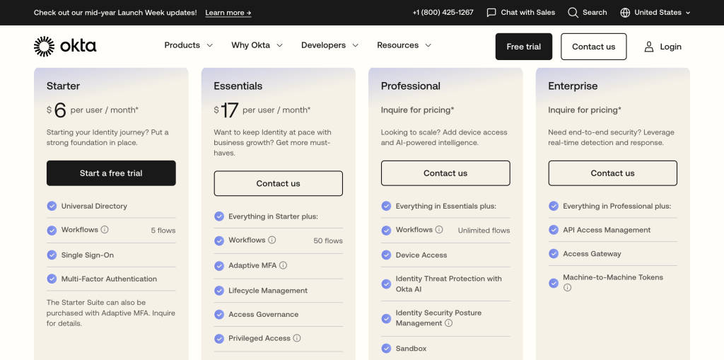 Okta Pricing