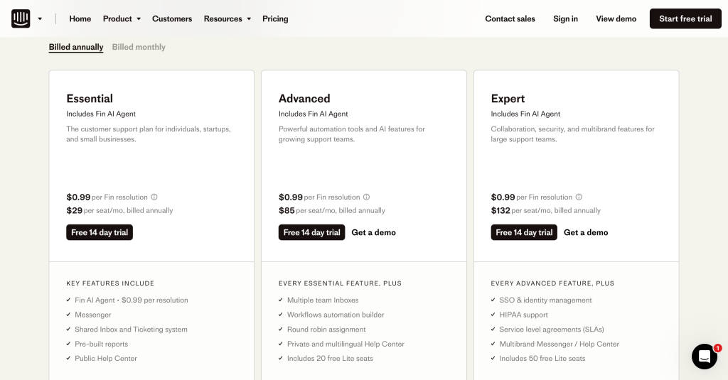Intercom Pricing Plans