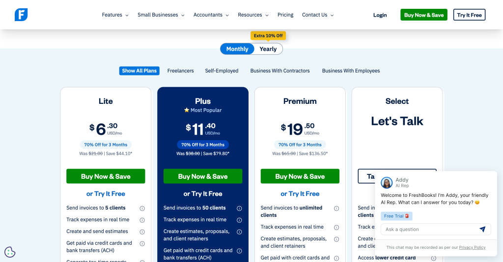 Freshbooks Pricing