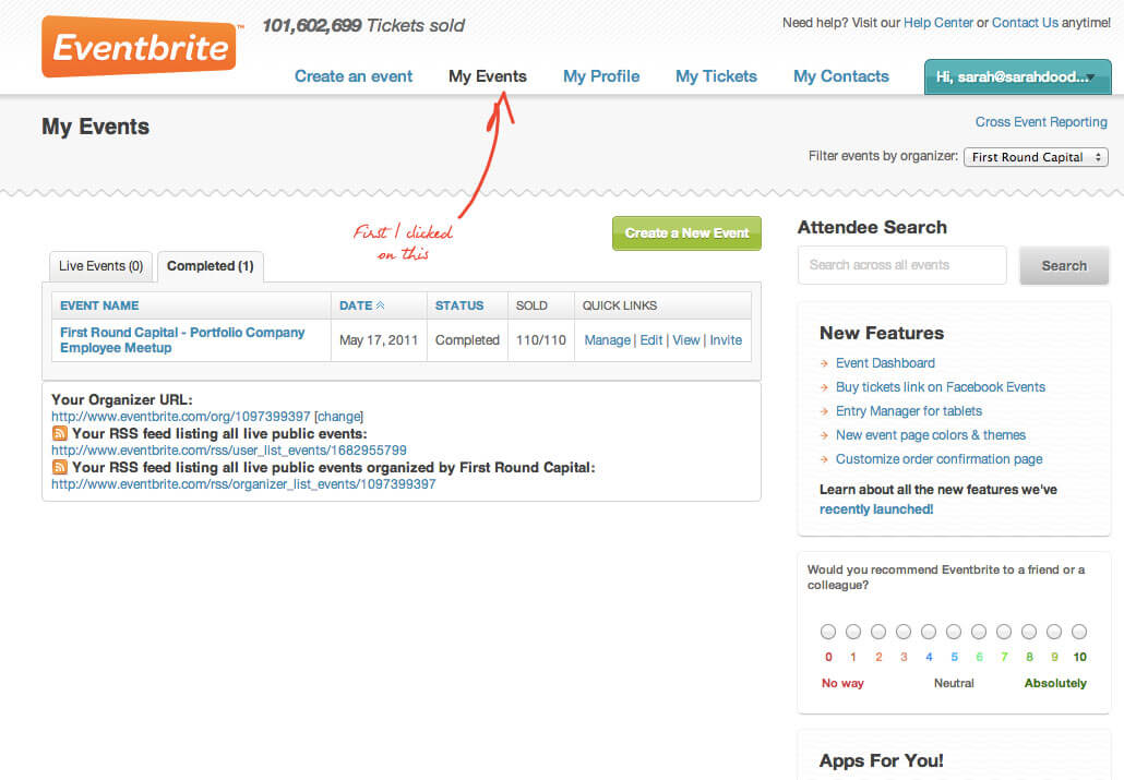 eventbrite cost for free events