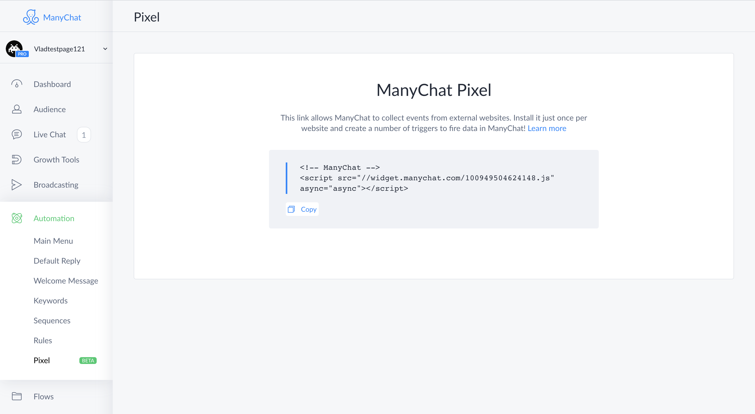 ManyChat Pixel : Manychat Help