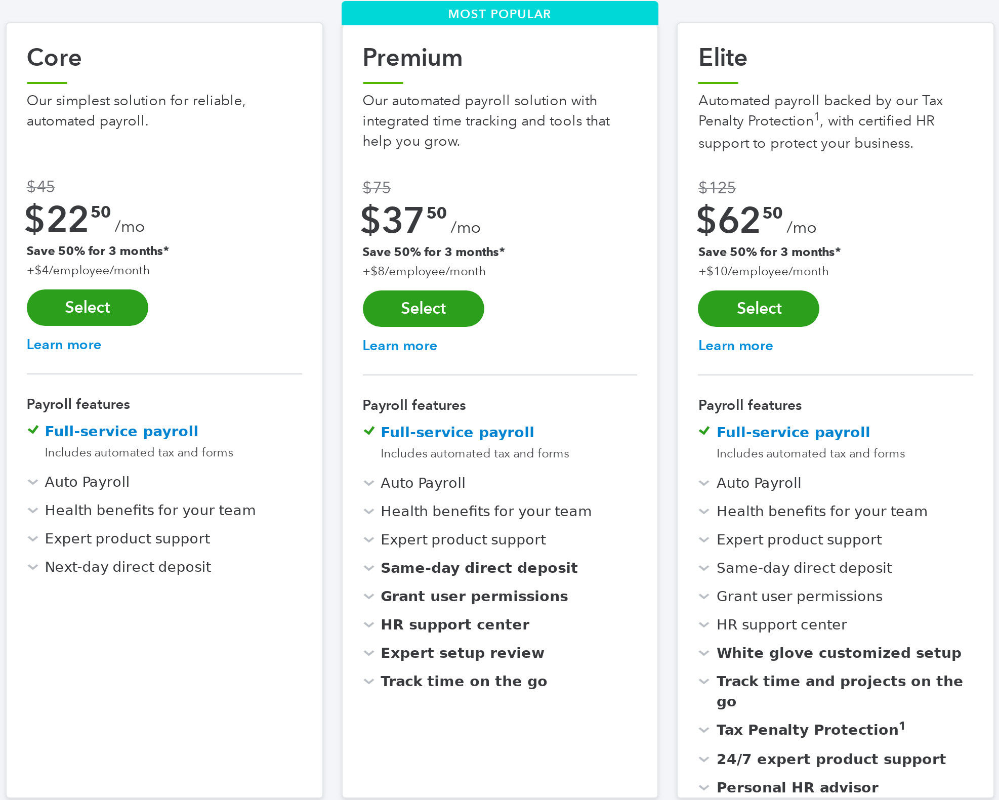 quickbooks payroll prices