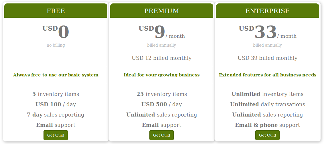 Quid Pos Smart Vendor Features Reviews Pricing And Alternatives Screenshot Of The Vendor Pricing Page