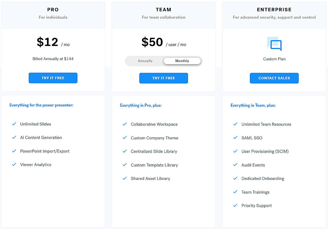 Beautiful.AI Pricing Cost and Pricing plans